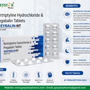 Greybalin NT Nortriptyline Hydrochloride & pregabalin tablets