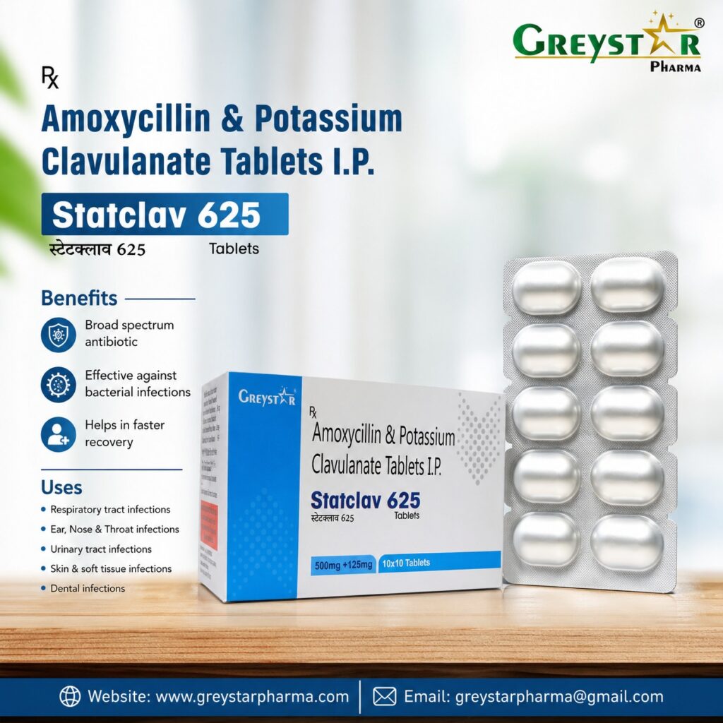 STATCLAV-625 Amoxycillin & potassium Clavulanate Tables